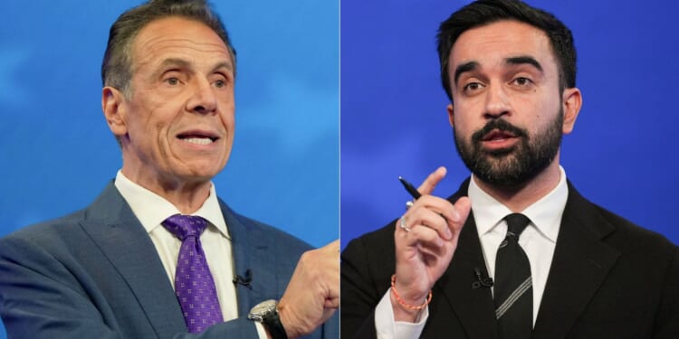 During the final New York City mayoral debate on Thursday, Democratic candidate Zohran Mamdani, right, attacked independent Andrew Cuomo, left, for not visiting any mosques until last month.