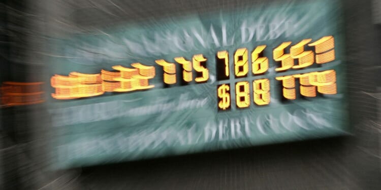 The National Debt Clock is pictured in New York City's Times Square on Jan. 11, 2006.