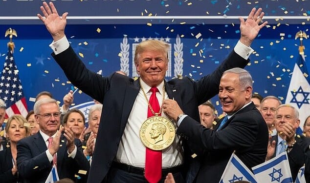Benjamin Netanyahu has posted an AI image of himself presenting Donald Trump with a Nobel Peace Prize medallion