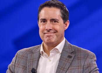Ohio Secretary of State Frank LaRose speaks at the annual CPAC DC conference in Oxon Hill, Maryland, on Feb. 21.