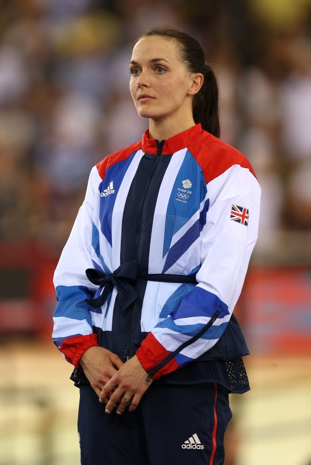 Victoria Pendleton of Great Britain in her uniform during the medal ceremony at the London 2012 Olympic Games.