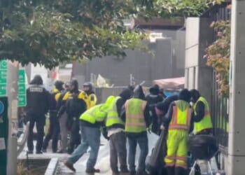 On Saturday, police in Portland, Oregon, began cleaning up an encampment -- reportedly used by antifa - outside an Immigration and Customs Enforcement facility.