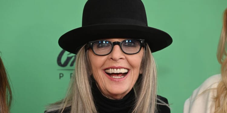 Diane Keaton smiles at a premiere in Los Angeles on Aug. 10, 2022.
