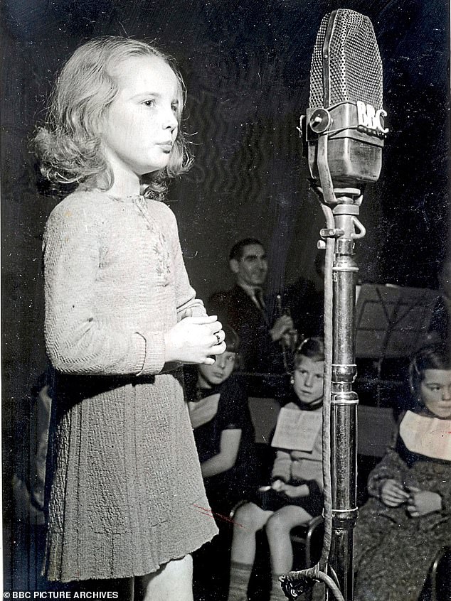 Her first radio appearance, aged nine, Criterion Theatre, London, 1942