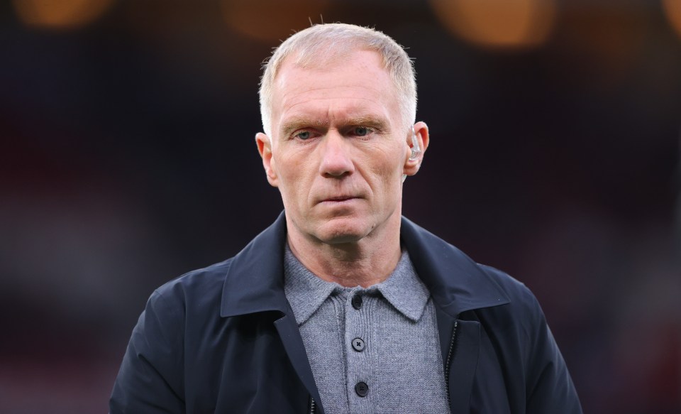 TNT Sports pundit Paul Scholes at a UEFA Europa League match.