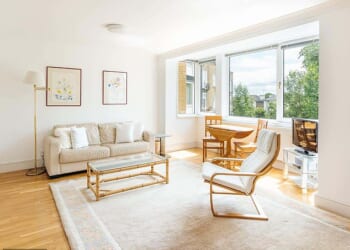 Londoners have been left baffled by an advertisement for a flat costing £1,850 per month - despite it having 'no bedrooms'. Pictured: The 'living room and bedroom'