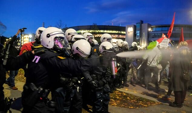 Norwegian police deployed tear gas on pro-Palestine protesters on Saturday night