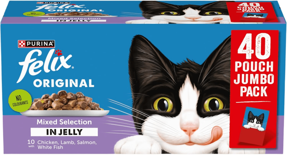 Felix Original Mixed Selection in Jelly cat food, 40 pouch jumbo pack.