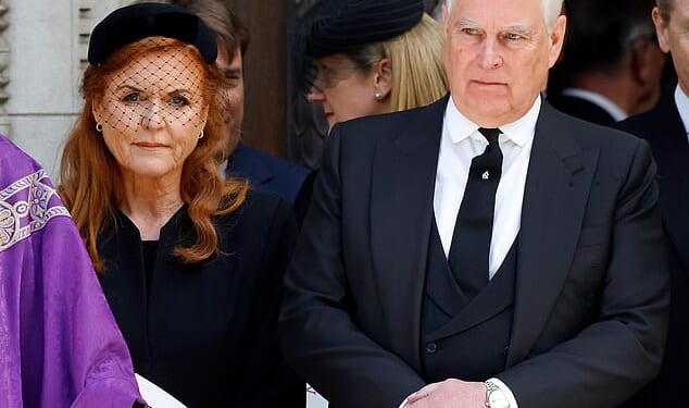 Prince Andrew and his ex-wife Sarah Ferguson (pictured together at the Duchess of Kent's funeral last month) are said to have finally agreed to leave Royal Lodge - but only if they get two alternative houses in return