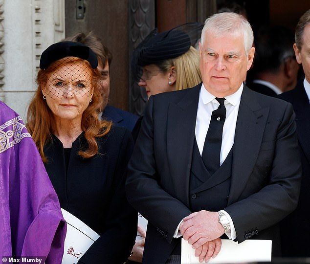 Prince Andrew and his ex-wife Sarah Ferguson (pictured together at the Duchess of Kent's funeral last month) are said to have finally agreed to leave Royal Lodge - but only if they get two alternative houses in return
