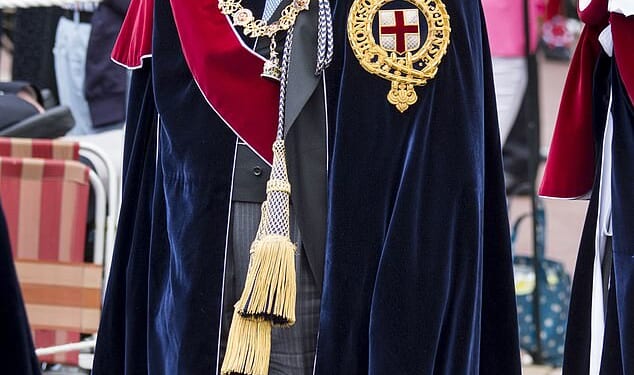 Prince Andrew at the Order of the Garter in June 2015 outside St George's Chapel in WIndsor