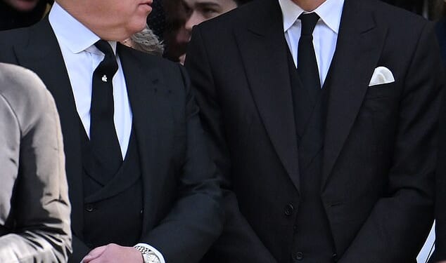 Prince William is considering formally stripping Prince Andrew (pictured together at the Duchess of Kent's funeral last month) of his Prince, HRH and Duke of York titles when he ascends to the throne, it's claimed