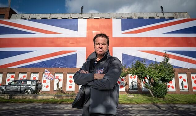 James Holmes, the developer who erected the huge flag on a former council building in Chesterfield
