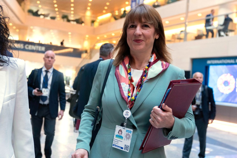 Britain's Chancellor of the Exchequer Rachel Reeves walks to the G20 meeting.