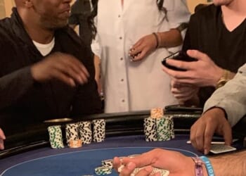 Chauncey Billups (left) was arrested for the alleged illegal gambling operation. The NBA star is pictured playing poker alongside Sophia Wei and Saul Becher, who have also been named by prosecutors