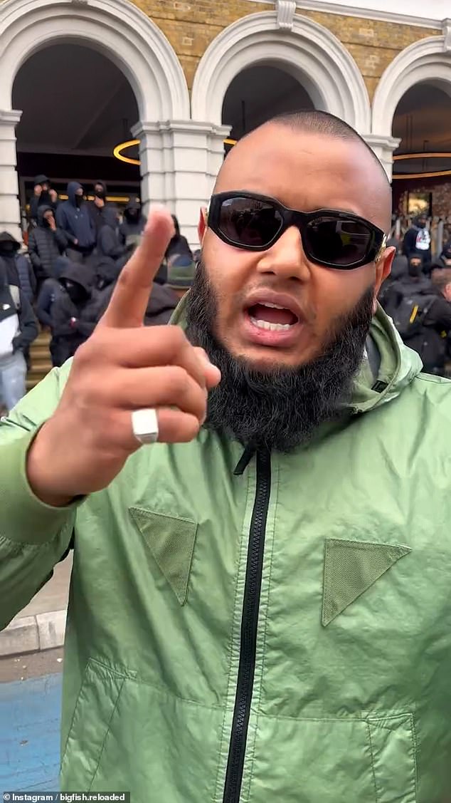 The prolific social media poster known variously as 'Big Fish' and 'Trendz' played a prominent part in an anti-UKIP demonstration in Tower Hamlets, east London