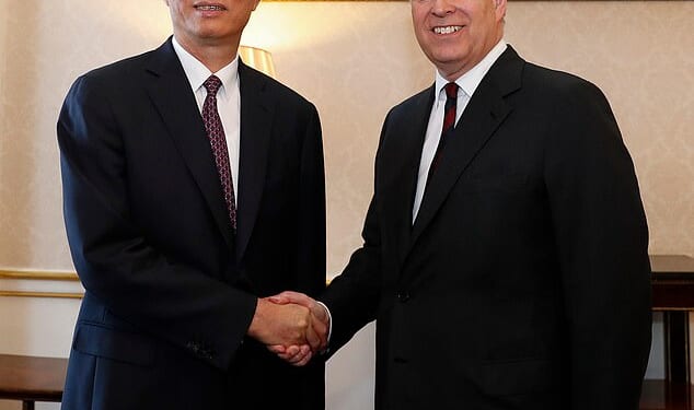 Prince Andrew met Cai Qi, the alleged 'spymaster' at the heart of the collapsed China spy case, at least three times (pictured: the pair in 2018)