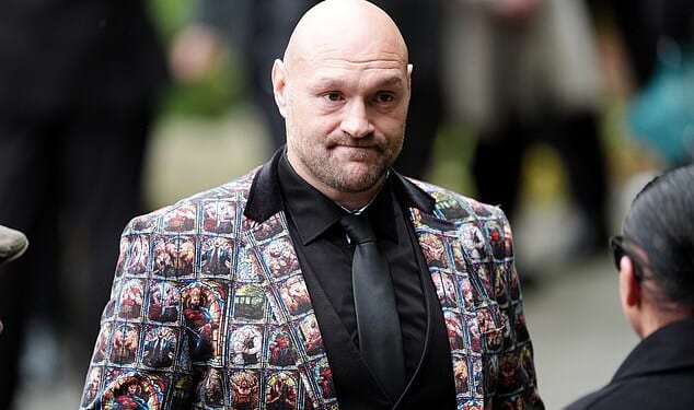 Tyson Fury arrived for Ricky Hatton's funeral in a suit brimming with images of himself