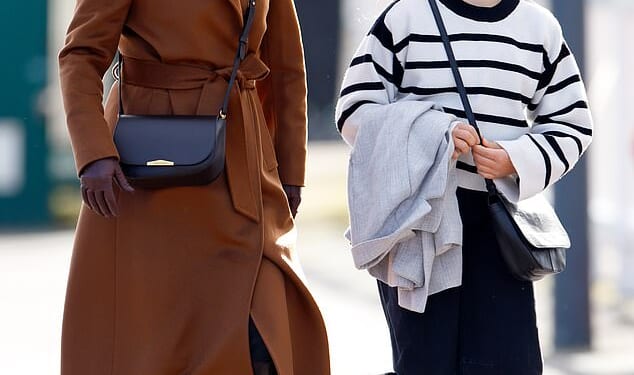 The British royal, 44, and her eldest child (pictured together) made a rare public appearance together on Saturday for the first event of the racing season at the Gloucestershire track
