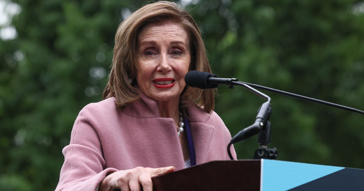 Rep. Nancy Pelosi speaks during a rally opposing House Republicans Tax Proposal prior to the final House Vote on Capitol Hill in Washington, D.C., on May 21.
