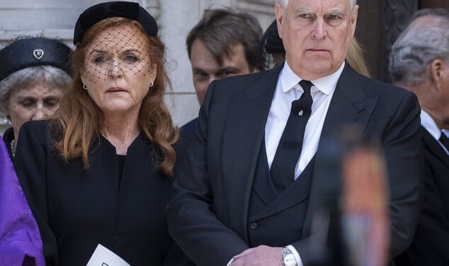 Sarah Ferguson lost her precious royal title after her ex-husband Prince Andrew agreed to give up his own on Friday. Pictured at the Duchess of Kent's funeral in September