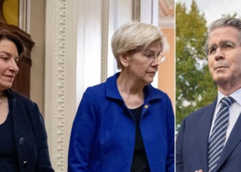 Treasury Secretary Scott Bessent, right, posted a message on social media to Democratic Sens. Amy Klobuchar of Minnesota and Elizabeth Warren of Massachusetts: "You are failures."