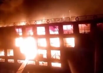 Terrifying footage captured the Iberotel Crown Empress engulfed in an orange blaze with flames exploding from the windows as the vessel sailed between Luxor and Edfu, Egypt