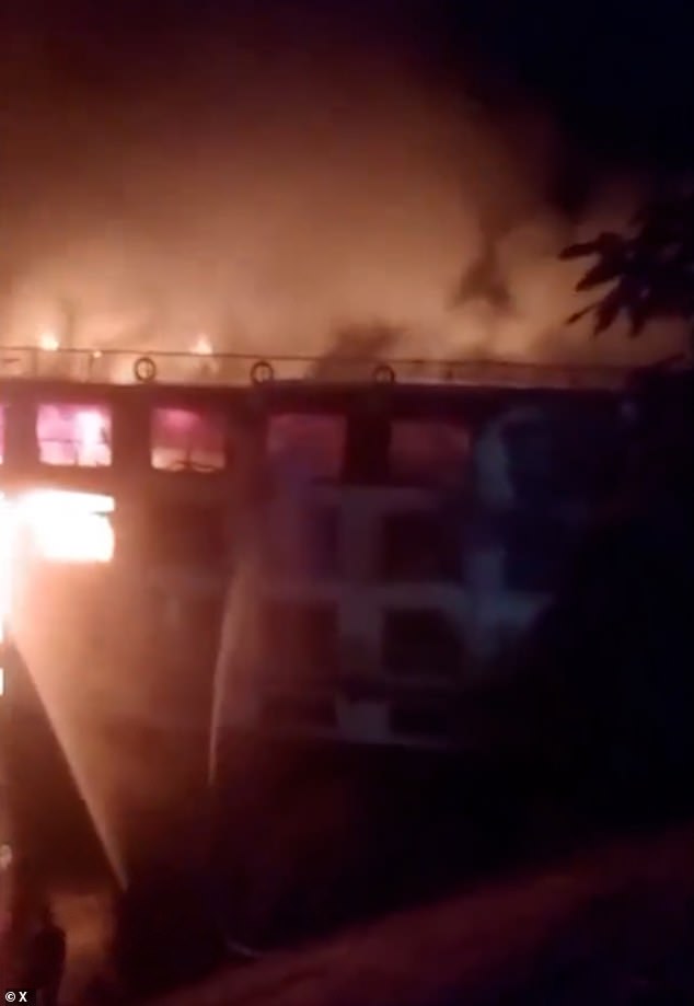 The fire is believed to have broken out in the ship's galley at around 6:15pm on Tuesday for reasons which are still being investigated