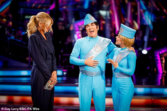 Ross King and Jowita Przystal with Tess Daly (left) on Sunday's show