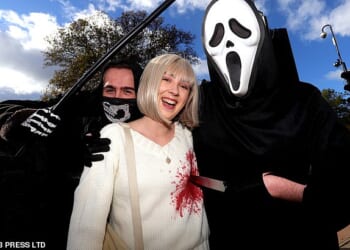 LEEDS: Revellers choosing to dress on the spooky side with one dressing as Ghostface from Scream