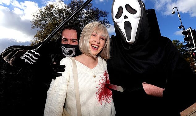 LEEDS: Revellers choosing to dress on the spooky side with one dressing as Ghostface from Scream