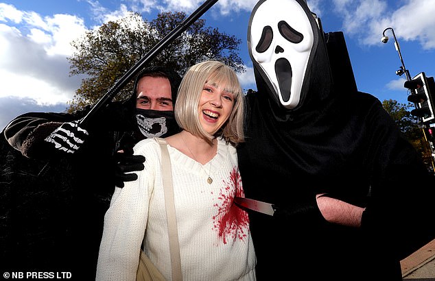 LEEDS: Revellers choosing to dress on the spooky side with one dressing as Ghostface from Scream