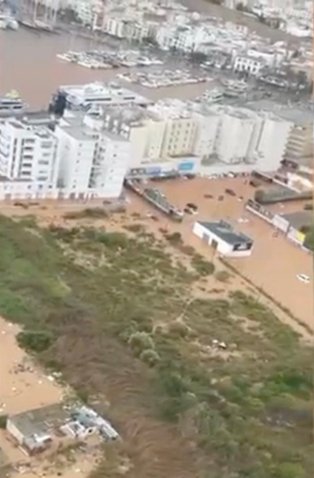 Aerial view of severe flooding in Ibiza.
