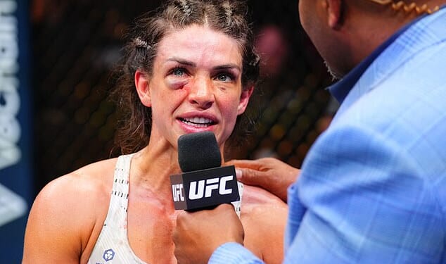 UFC star Mackenzie Dern was left with brutal cuts and swelling on her face on Saturday night