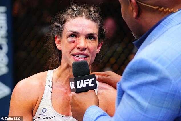 UFC star Mackenzie Dern was left with brutal cuts and swelling on her face on Saturday night