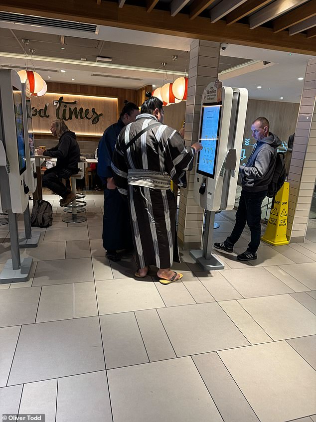 Two wrestlers were seen grabbing breakfast from McDonald's High Street Kensington