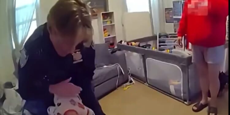 Two rookie NYPD police officers saved the life of a choking 10-month-old boy in footage that went viral on social media.