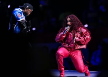 Kendrick Lamar performs with SZA Feb. 9 at halftime during the NFL Super Bowl 59 football game between the Kansas City Chiefs and the Philadelphia Eagles in New Orleans, Louisiana. With their Billboard Hot 100 No. 1 ‘Luther’ falling off the Hot 100 Oct. 25, "there were officially no rap songs in the chart’s top 40 last week,” Billboard announced.
