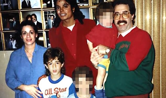 Michael Jackson pictured with Dominic (right), his wife Connie Cascio (left) and three of their children