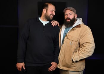 Daily Mail Sport's Nik Simon with his friend Joe Marler, the former England prop and star of the Celebrity Traitors