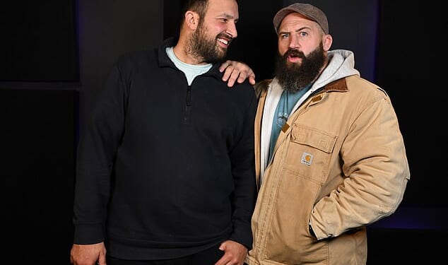 Daily Mail Sport's Nik Simon with his friend Joe Marler, the former England prop and star of the Celebrity Traitors
