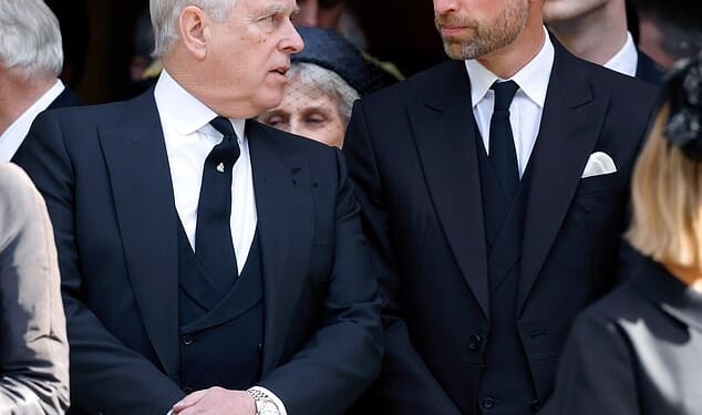 Virginia Giuffre 's highly sought-after first TV interview about her accusations against Andrew was 'never aired', the late Epstein accuser has claimed in her posthumously released memoir. Andrew is seen here with Prince William at the late Duchess of Kent's funeral