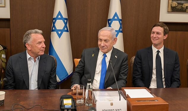 Jared Kushner and Trump's special envoy Steve Witkoff were pictured on Thursday alongside Israeli Prime Minister Benjamin Netanyahu to announce the landmark peace settlement