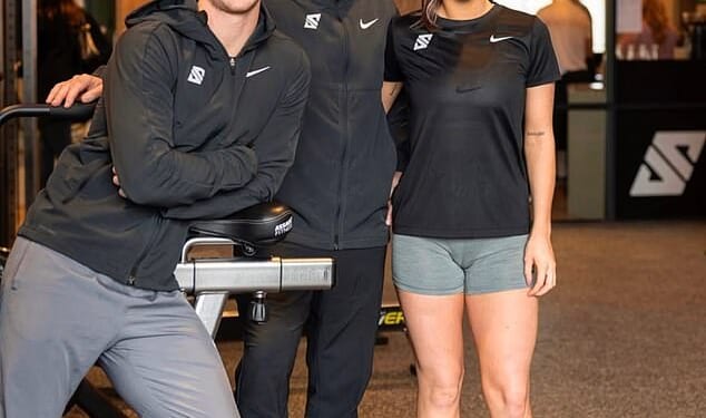 Paul Scholes, pictured at the family gym with eldest son Arron (left) and daughter Alicia (right)