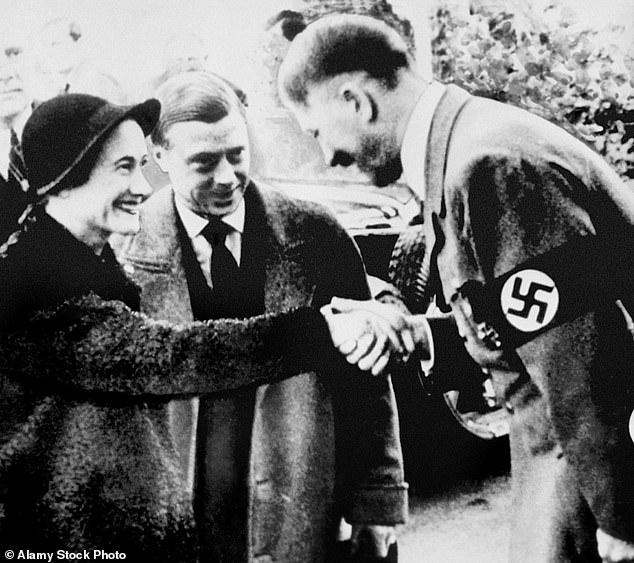 Adolf Hitler greets King Edward VIII and Wallis Simpson during their visit to Nazi Germany