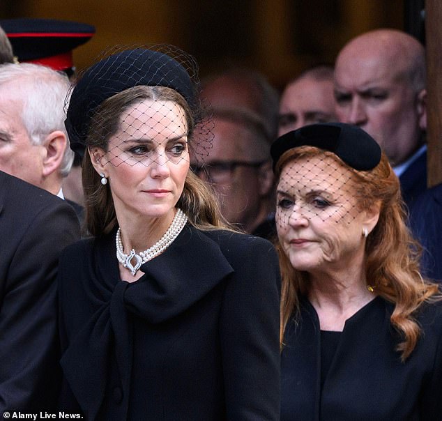 Striking video footage captured as the Royals stood on the steps of Westminster Cathedral in mid-September showed Kate appearing to deliberately ignore Fergie by refusing to engage in any conversation, while also turning her head as she walked past