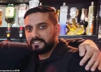 Father-of-three Gurvinder Johal (pictured), 37 – Danny to his family and friends – was queuing at Lloyd's Bank to withdraw money to pay the wages of staff at his popular restaurant