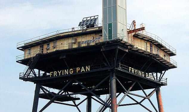 Located 32 miles off the east coast of North Carolina , the Frying Pan Tower is a rustic (quite literally) former U.S. Coast Guard light station that now welcomes daredevil guests for a stay unlike any other