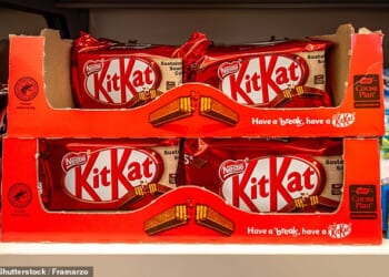 Nestle's KitKat bars stood out as one of the worst offenders of so-called shrinkflation after its multipacks rose in price by 53 per cent in supermarkets (Stock Image)