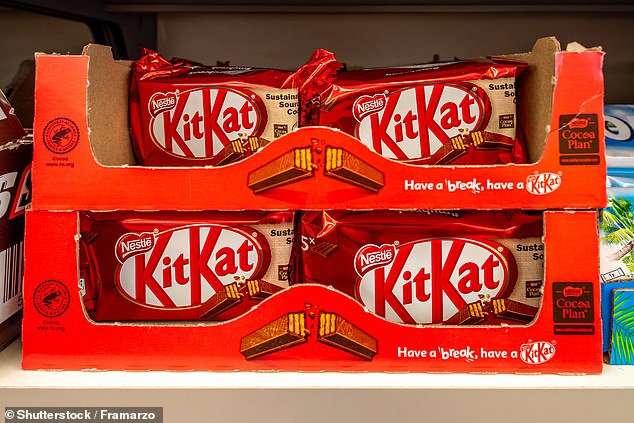 Nestle's KitKat bars stood out as one of the worst offenders of so-called shrinkflation after its multipacks rose in price by 53 per cent in supermarkets (Stock Image)